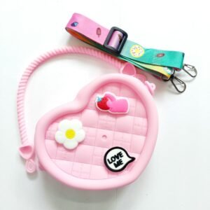 silicon heart crossbody bag pink