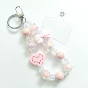 Beaded Keychain Charm - Pink 2